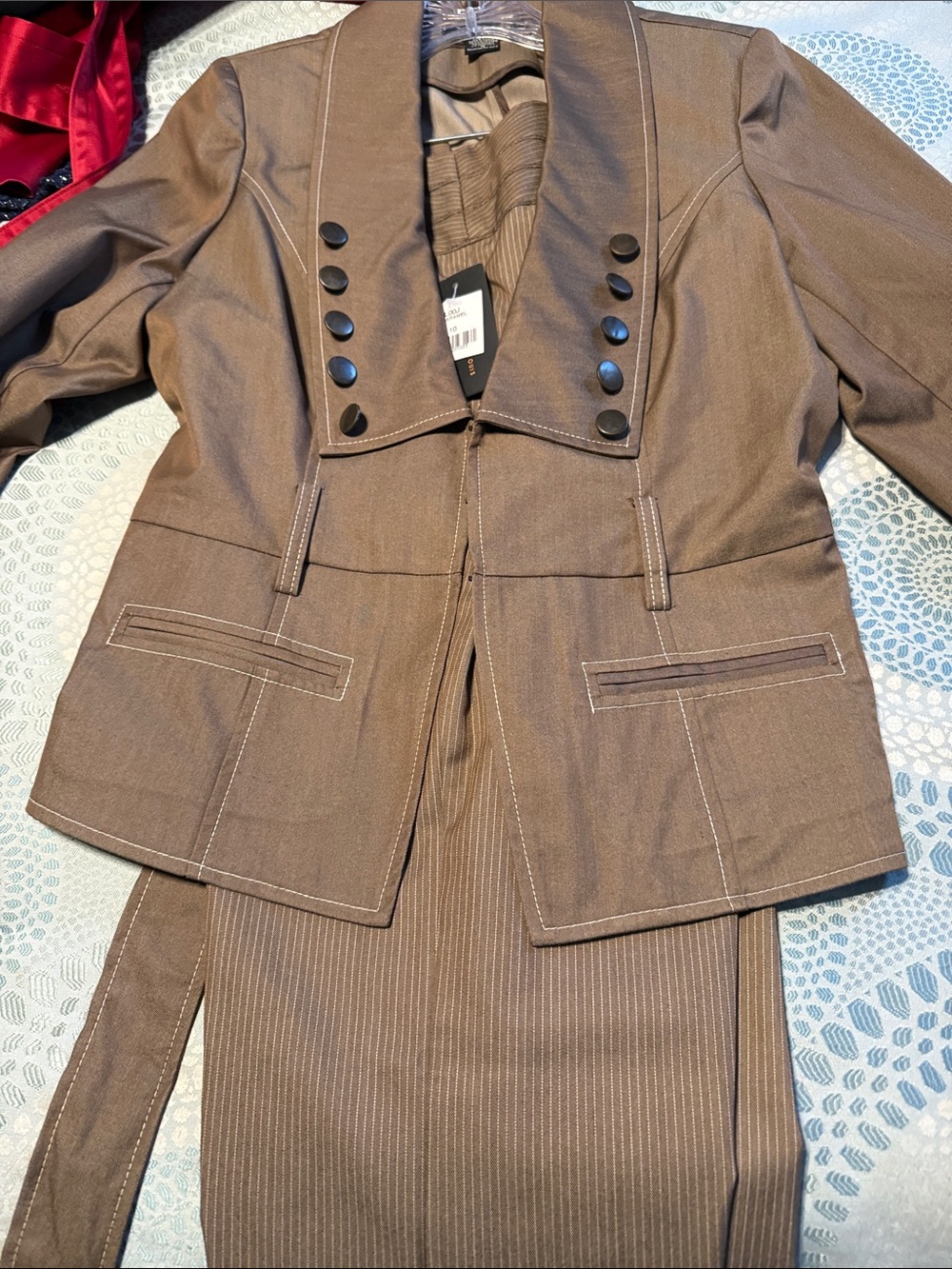 Robert Louis Chocolate Brown Tailored Blazer with Decorative Buttons